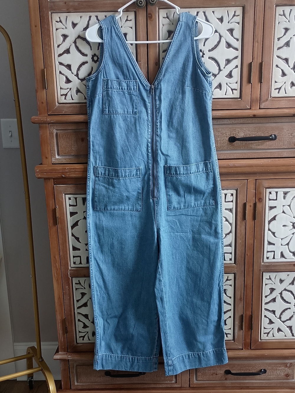 Madewell Light Blue Denim Jumpsuit with Zipper Detail